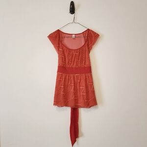 Merona SMALL Shirt W/Tie Orange